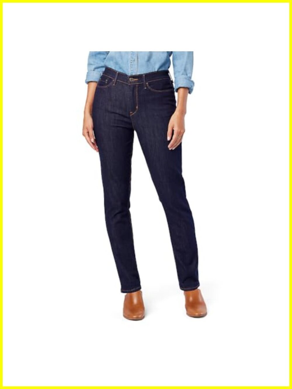Slim Taper Jeans Mid-Rise Stretch Denim Cotton Blend